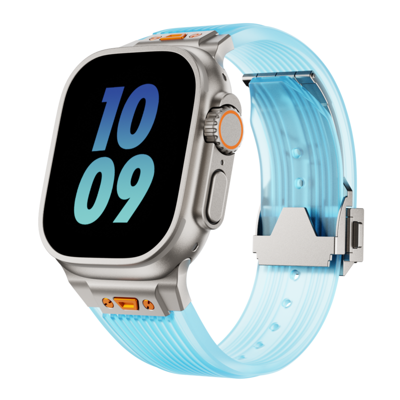 Crystal Clear Silicone Band with Streamlined Texture for Apple Watch