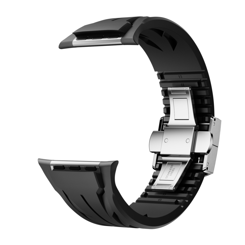 Aerodynamic Design with Dual-Button Clasp Band for Apple Watch