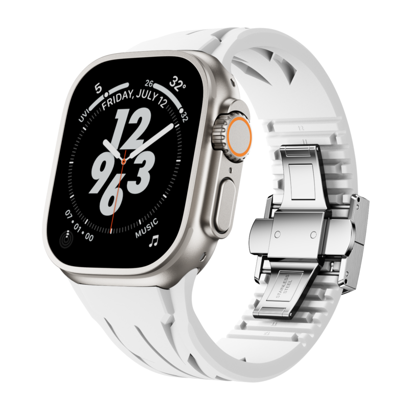 Aerodynamic Design with Dual-Button Clasp Band for Apple Watch