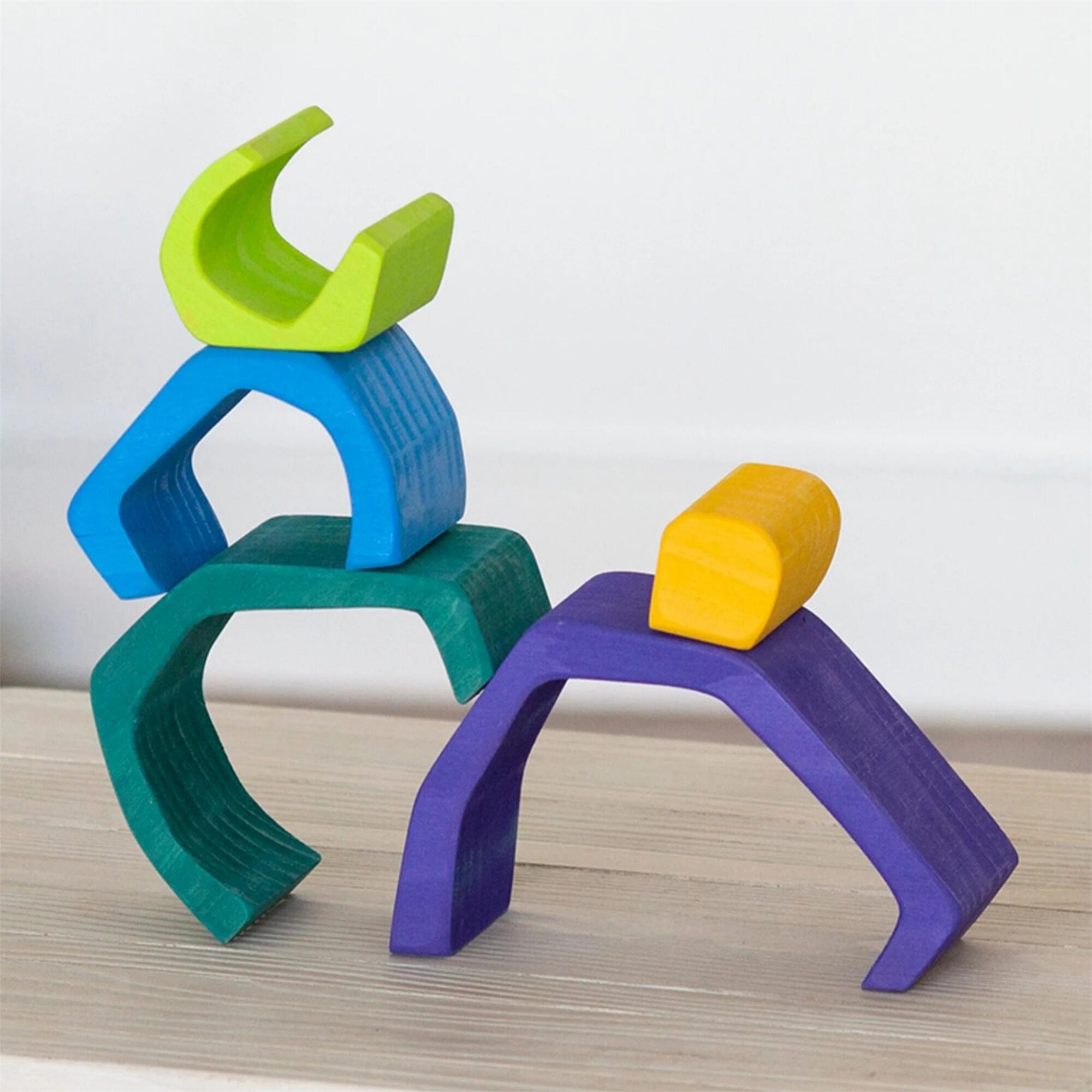 Wooden Stackable Stone Nesting Blocks Play Set