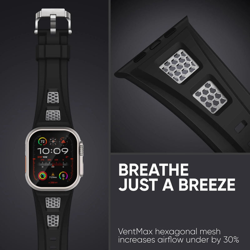 HexaGrid Soft Rubber Band for Apple Watch – Rugged Mechanical Design