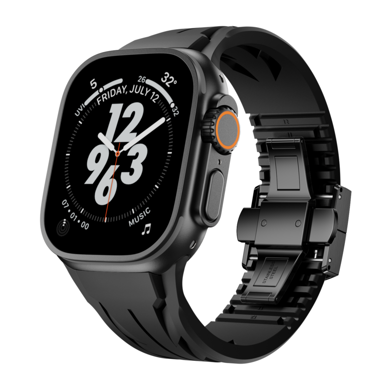 Aerodynamic Design with Dual-Button Clasp Band for Apple Watch