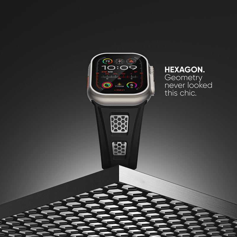 HexaGrid Soft Rubber Band for Apple Watch – Rugged Mechanical Design