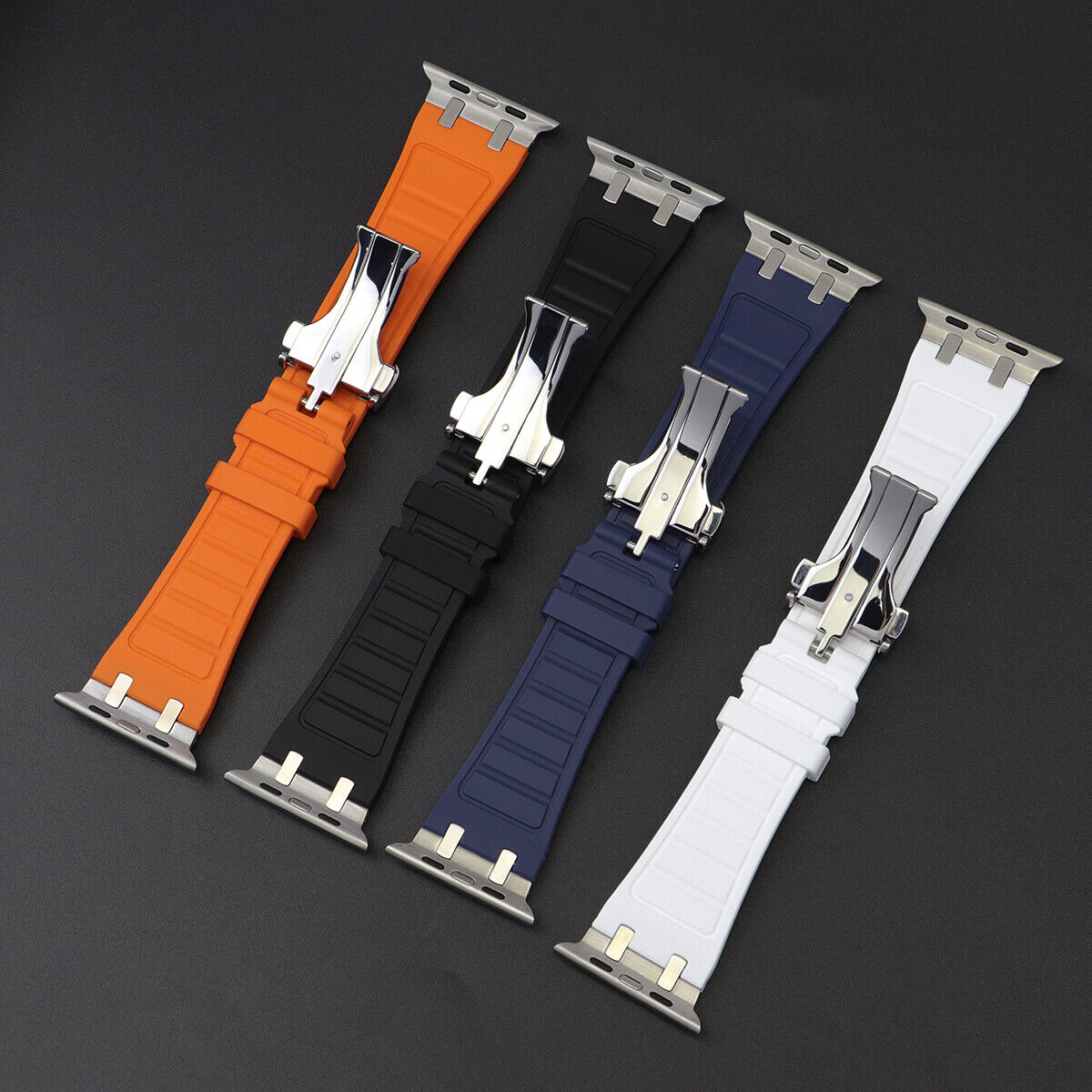 Sporty Elegance Rubber Band with Butterfly Clasp for Apple Watch