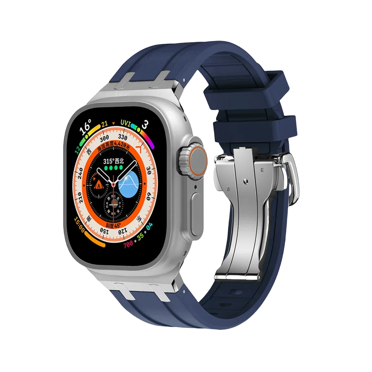 Sporty Elegance Rubber Band with Butterfly Clasp for Apple Watch