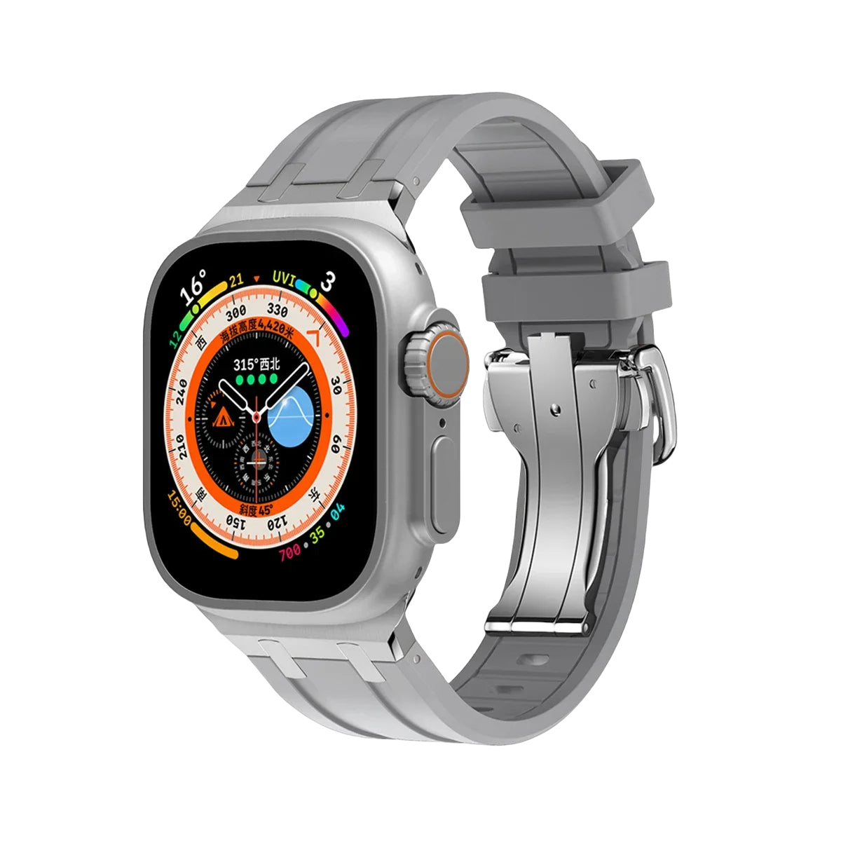 Sporty Elegance Rubber Band with Butterfly Clasp for Apple Watch