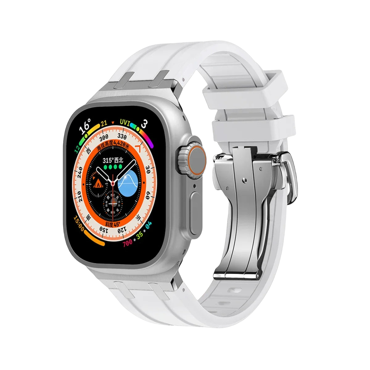 Sporty Elegance Rubber Band with Butterfly Clasp for Apple Watch