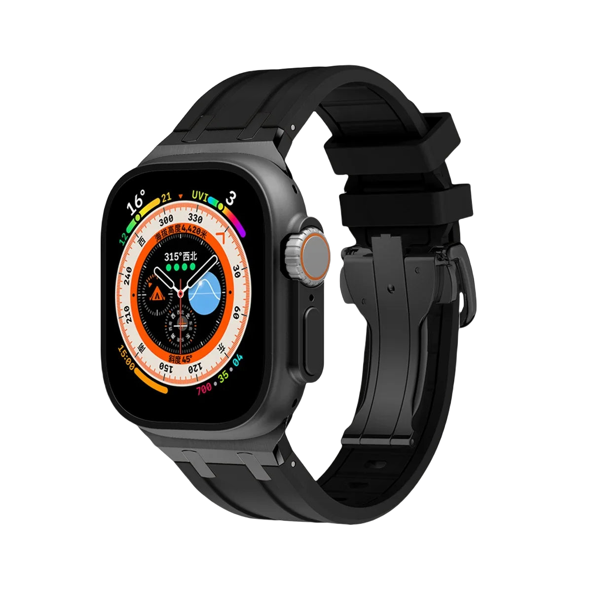 Sporty Elegance Rubber Band with Butterfly Clasp for Apple Watch