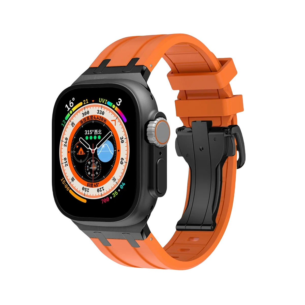 Sporty Elegance Rubber Band with Butterfly Clasp for Apple Watch