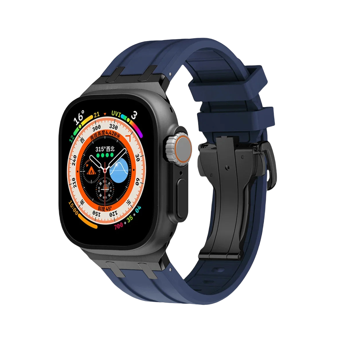 Sporty Elegance Rubber Band with Butterfly Clasp for Apple Watch