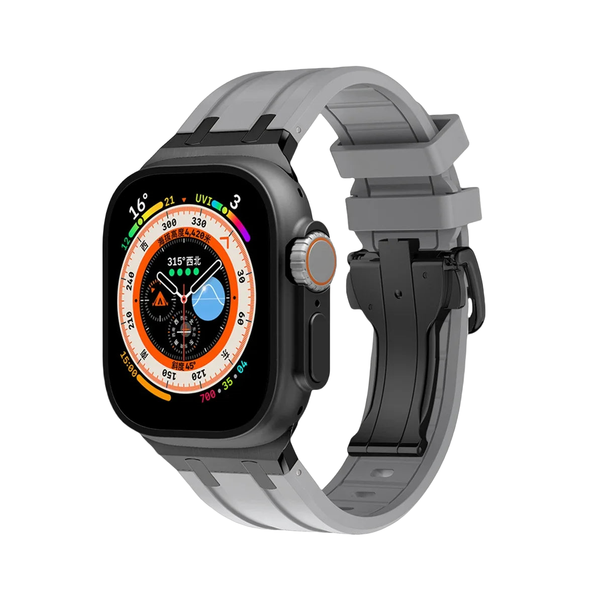 Sporty Elegance Rubber Band with Butterfly Clasp for Apple Watch
