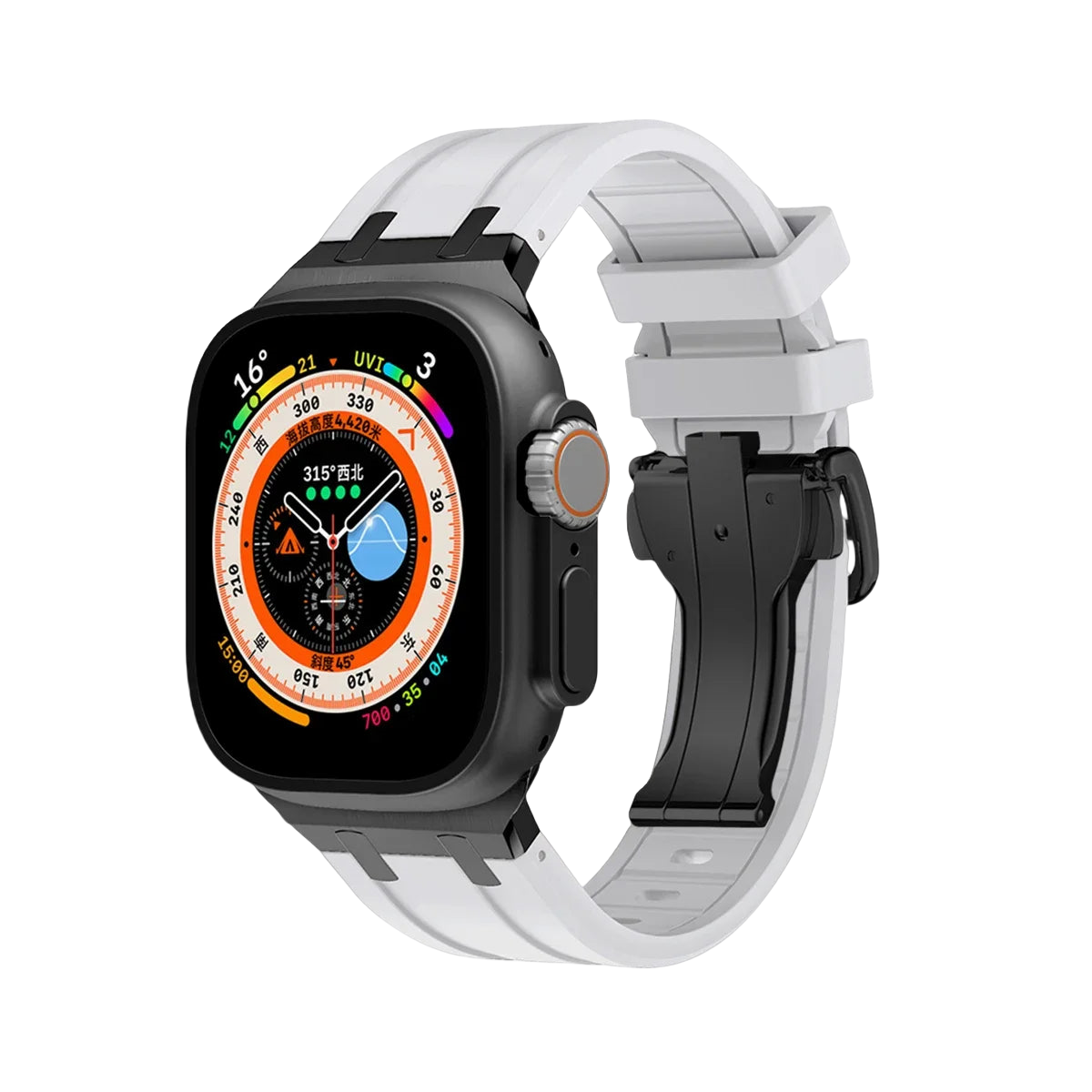 Sporty Elegance Rubber Band with Butterfly Clasp for Apple Watch