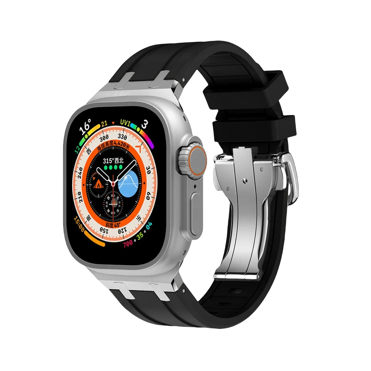 Sporty Elegance Rubber Band with Butterfly Clasp for Apple Watch