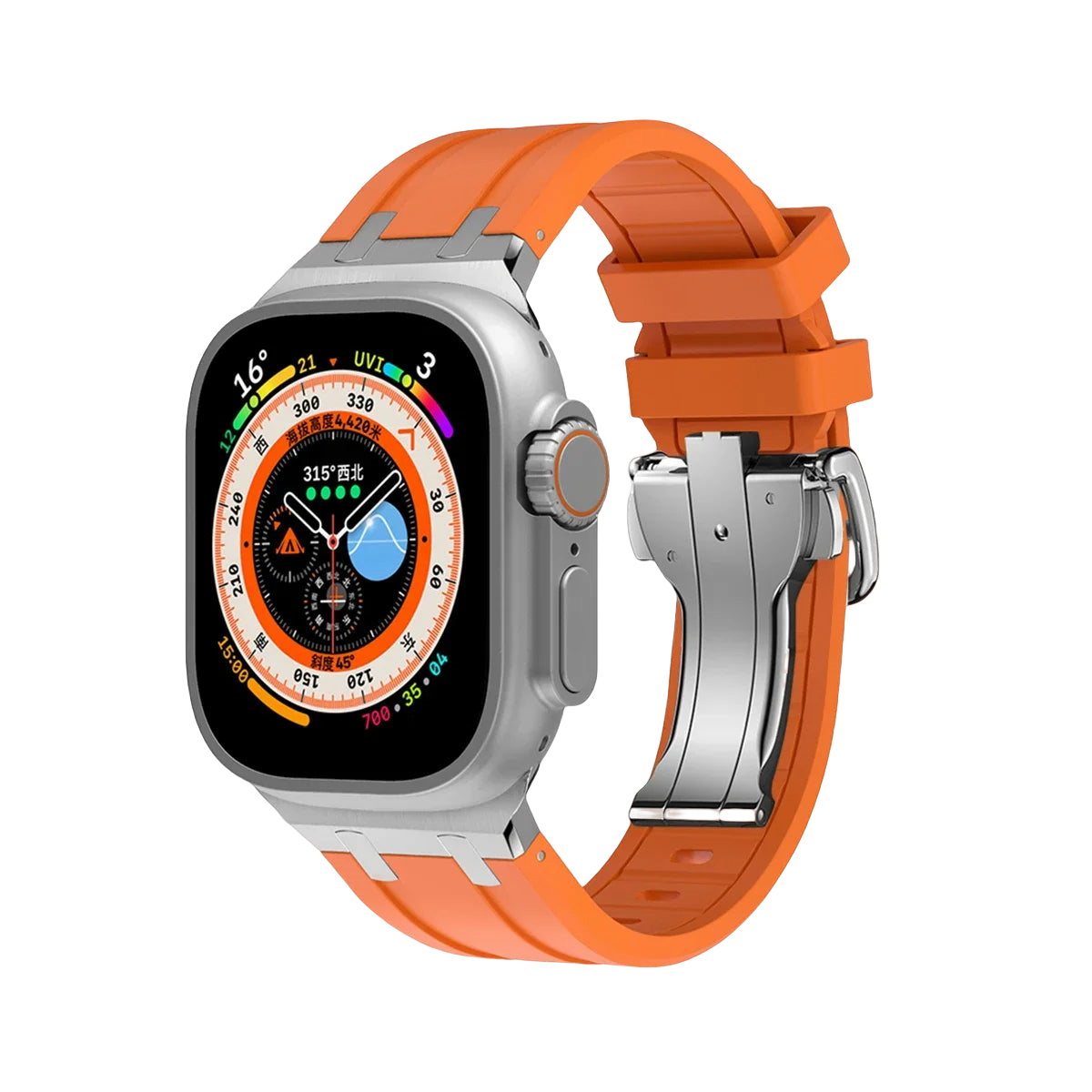 Sporty Elegance Rubber Band with Butterfly Clasp for Apple Watch