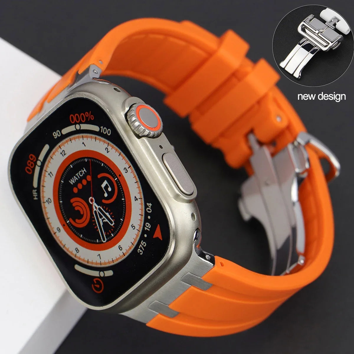 Sporty Elegance Rubber Band with Butterfly Clasp for Apple Watch