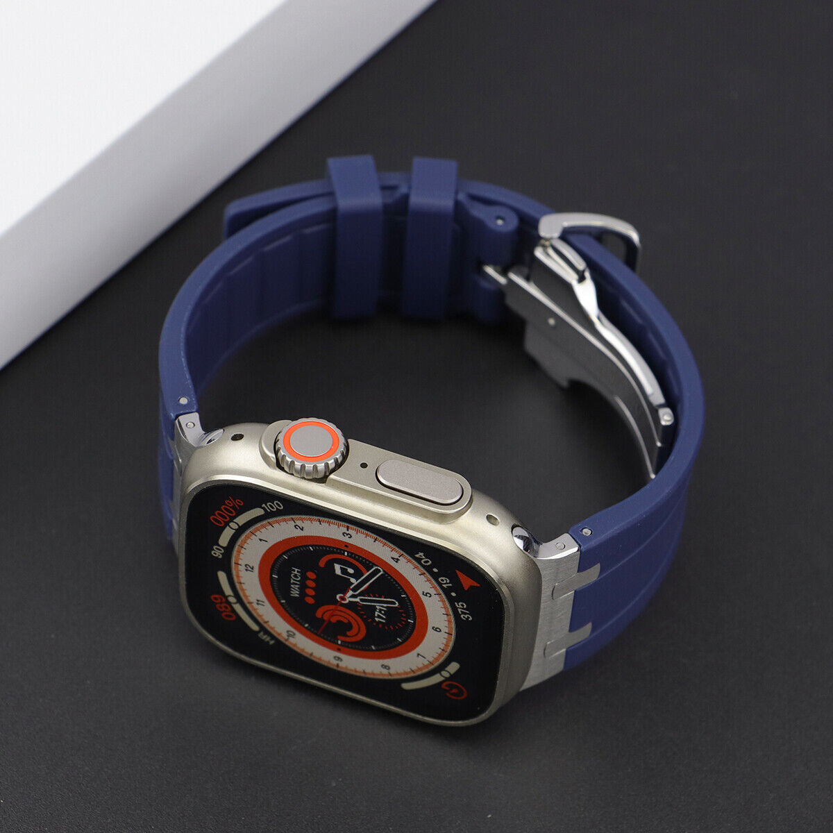 Sporty Elegance Rubber Band with Butterfly Clasp for Apple Watch