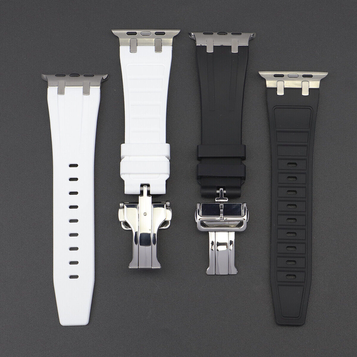 Sporty Elegance Rubber Band with Butterfly Clasp for Apple Watch