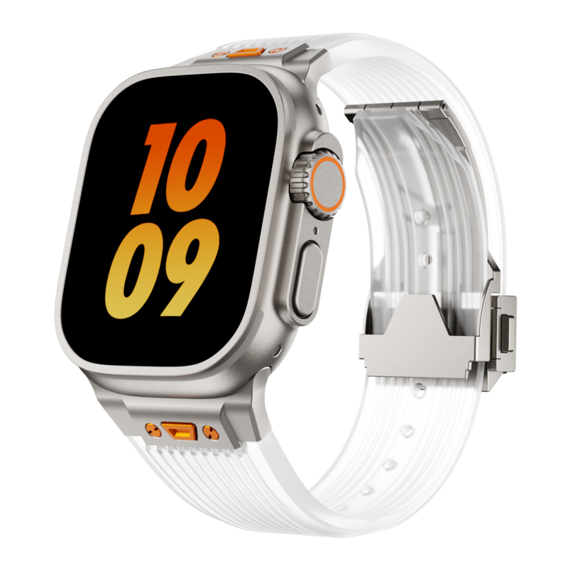 Crystal Clear Silicone Band with Streamlined Texture for Apple Watch