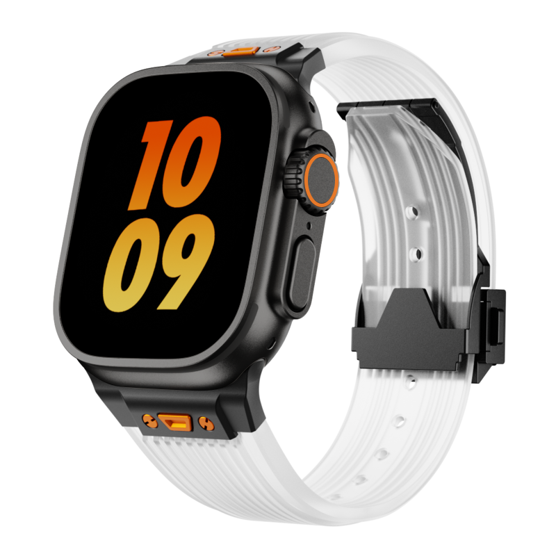 Crystal Clear Silicone Band with Streamlined Texture for Apple Watch