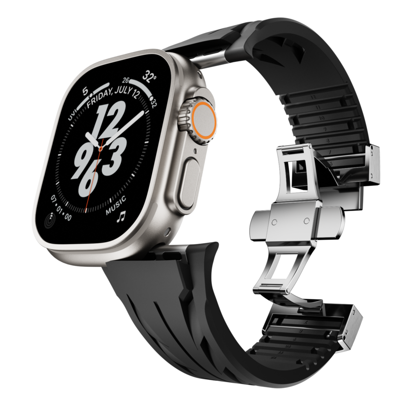 Aerodynamic Design with Dual-Button Clasp Band for Apple Watch