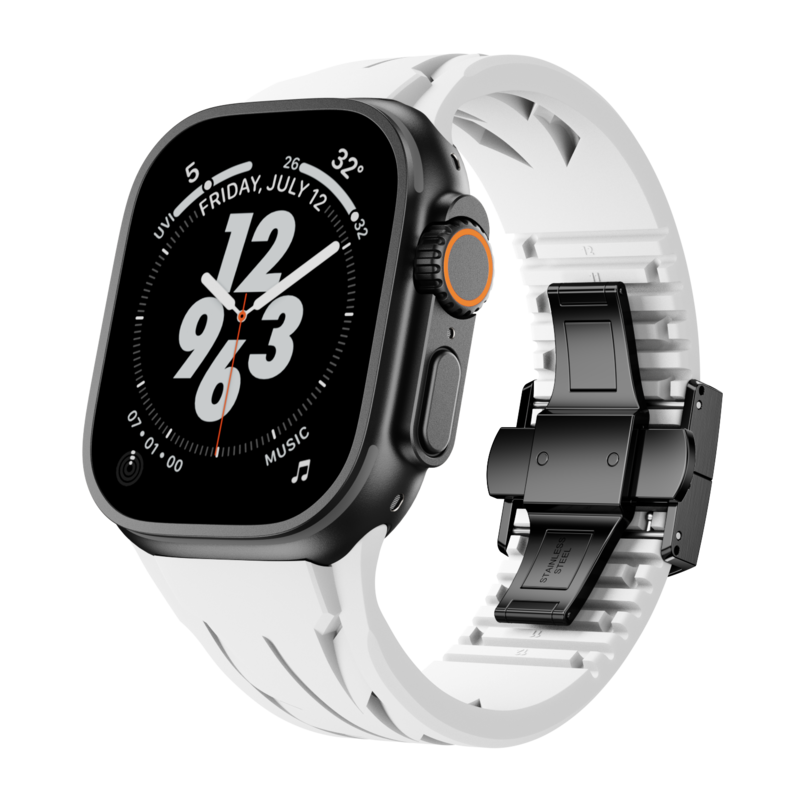 Aerodynamic Design with Dual-Button Clasp Band for Apple Watch