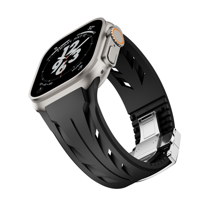 Aerodynamic Design with Dual-Button Clasp Band for Apple Watch