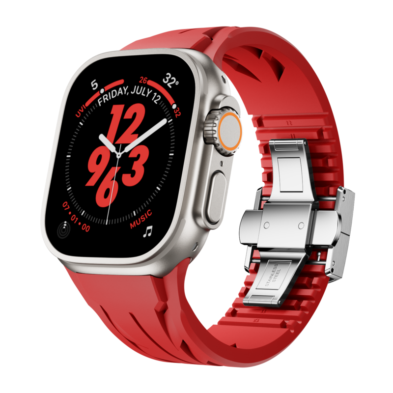 Aerodynamic Design with Dual-Button Clasp Band for Apple Watch