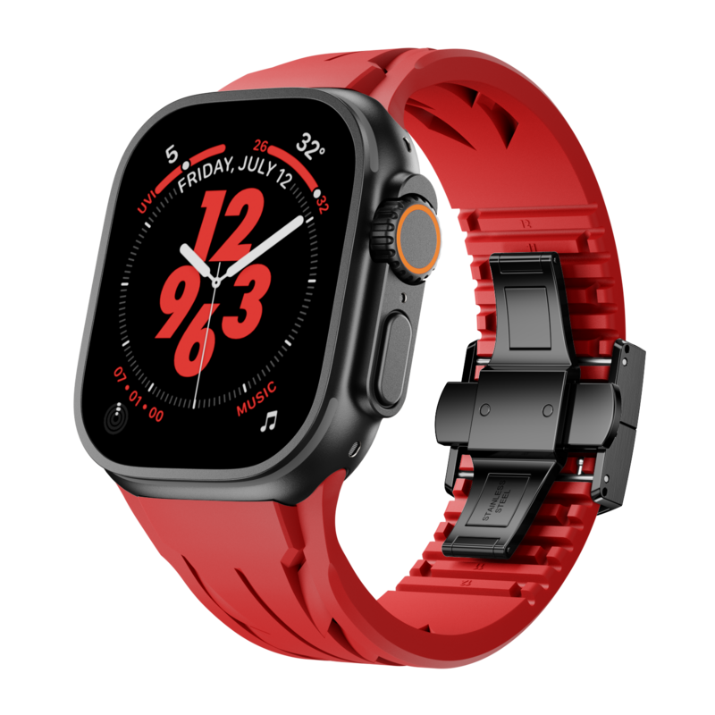 Aerodynamic Design with Dual-Button Clasp Band for Apple Watch